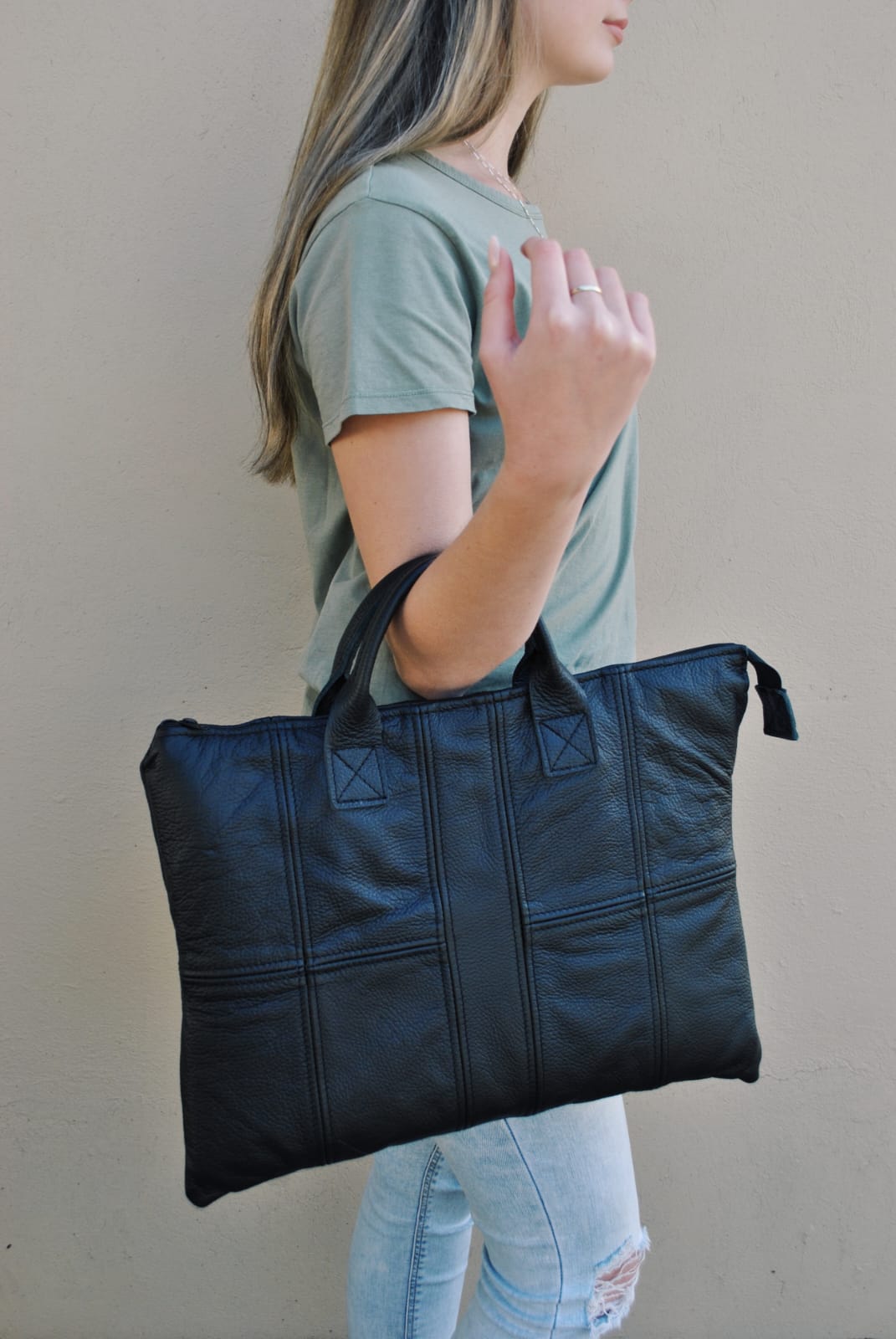Leather Laptop Sleeve (unisex) Black Pretoria Vellies