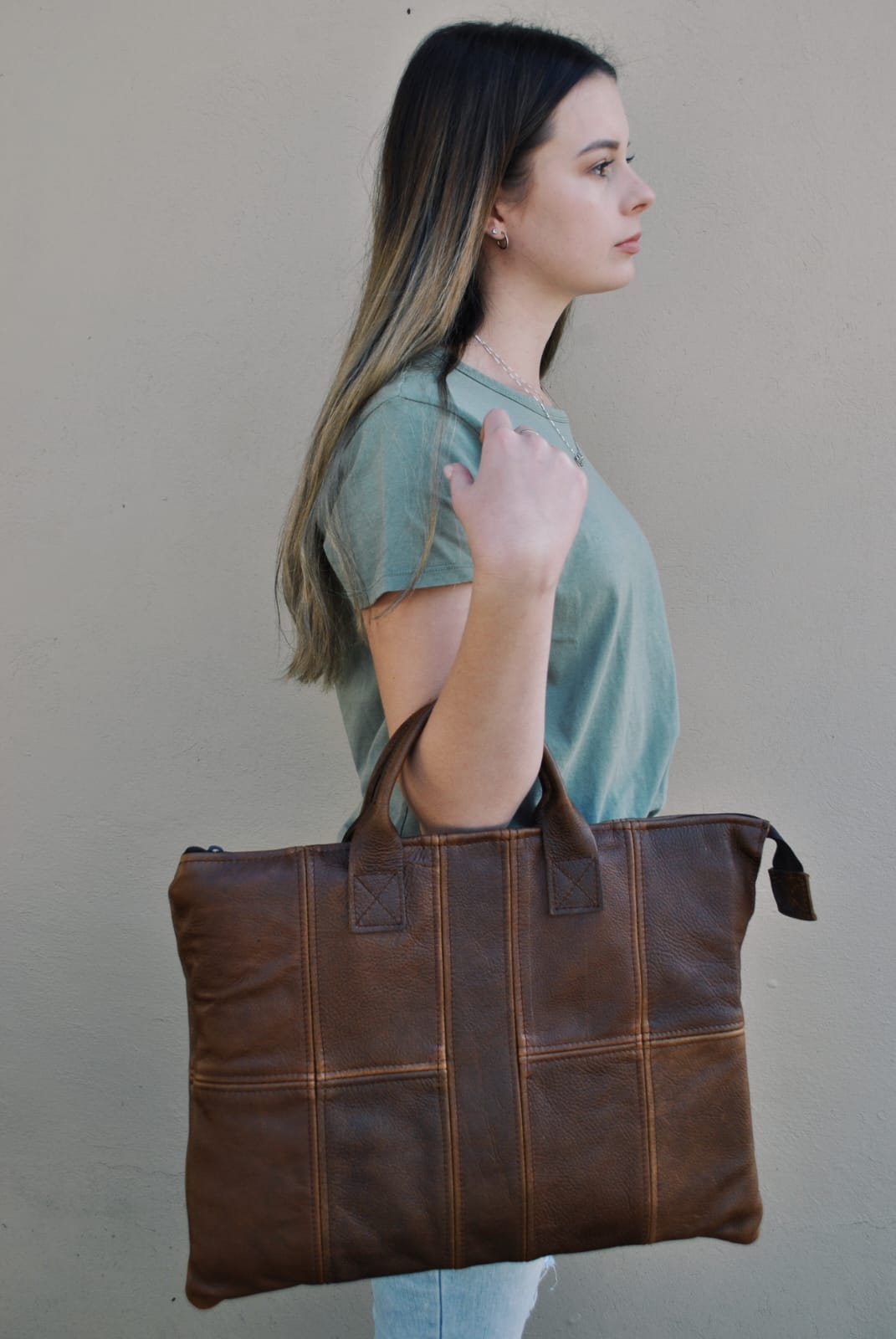 Leather Laptop Sleeve (unisex) - Brown - Image 5